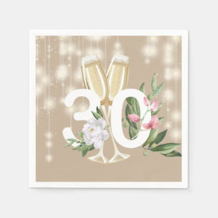 Serviette En Papier Crème de champagne de luxe 30e anniversaire