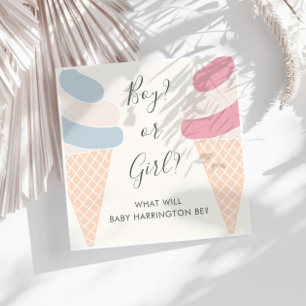 Serviette En Papier Crème De Glace Pastel Révélation De Genre Garçon O
