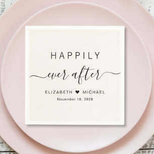 Serviette En Papier Crème de Mariage Heureux à Tout Jamais