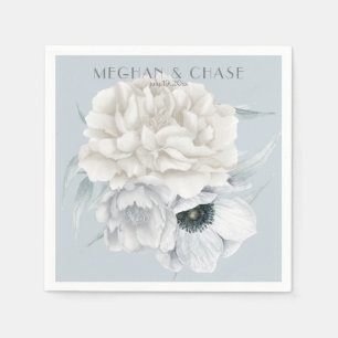 Serviette En Papier Crème d'ivoire bleu pâle Affichage floral