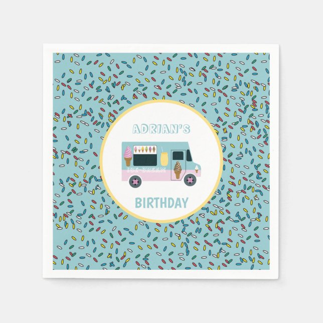 Serviette En Papier Crème glacée Conception Camion Anniversaire (Devant)