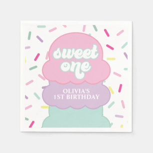 Serviette En Papier Crème glacée et arroses sucrées Un 1er anniversair
