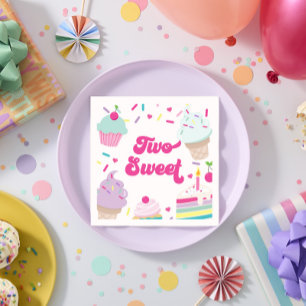 Serviette En Papier Crème glacée et gâteau Deux douces 2e anniversaire