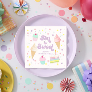 Serviette En Papier Crème glacée et gâteau Dix est doux 10e anniversai