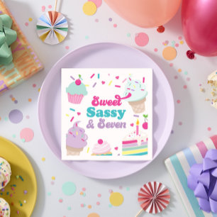 Serviette En Papier Crème glacée et gâteau sucré Sassy Sept 7e anniver