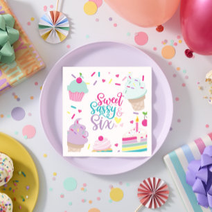 Serviette En Papier Crème glacée et gâteau sucré Sassy Six 6e annivers