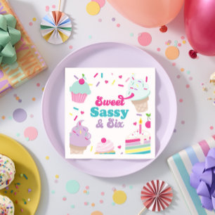 Serviette En Papier Crème glacée et gâteau sucré Sassy Six 6e annivers