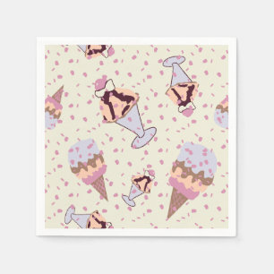 Serviette En Papier Crème glacée Sundae Pastel Motif d'été