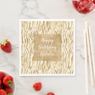 Serviette En Papier Crème Gold Zebra Print