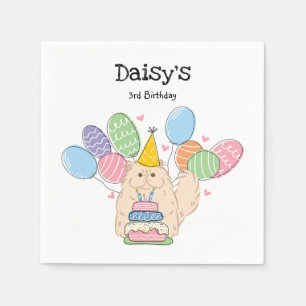 Serviette En Papier Crème Perse Chat Longhair Papier d'anniversaire se
