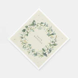 Serviette En Papier Crème Snowberry+Eucalyptus Serre de Noël