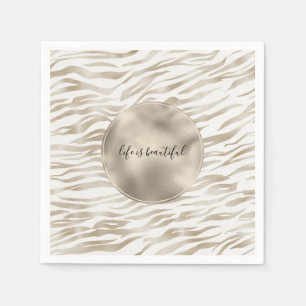 Serviette En Papier Crème Zen Blanc cacao Brown Zebra Imprimer