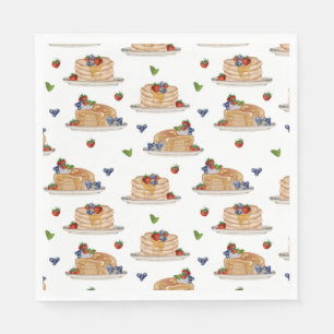 Serviette En Papier Crêpes à l'aquarelle Baies Petit-déjeuner Brunch 