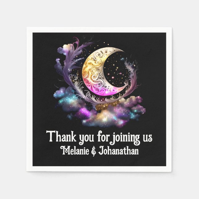 Serviette En Papier Crescent céleste lune lune chic étoiles nuit (Devant)