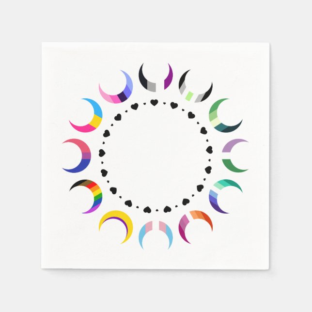 Serviette En Papier Crescent Pride Lunes et Bague Coeur (Devant)