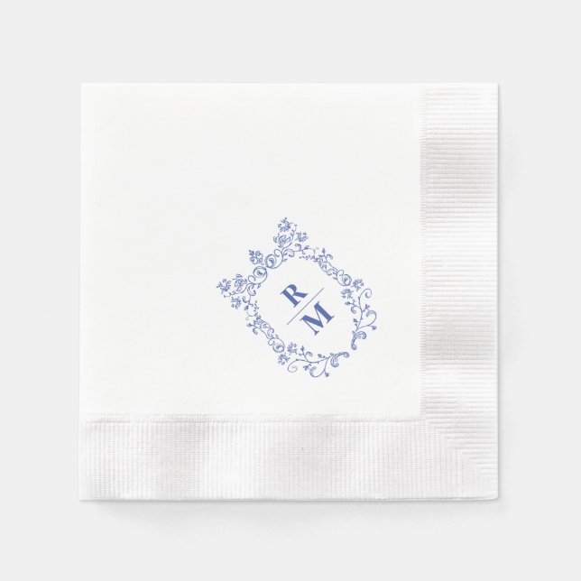 Serviette En Papier Crest mariage personnalisé Monogram Papier Napkin (Devant)