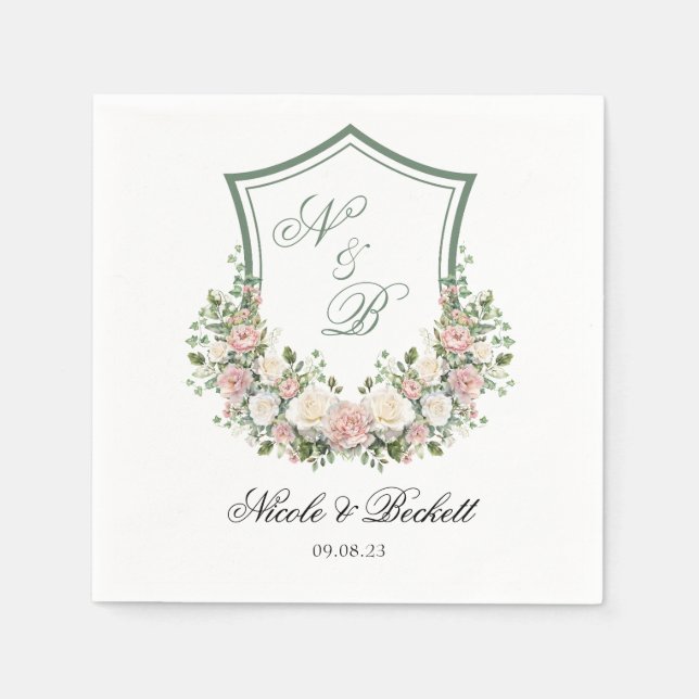 Serviette En Papier Crête florale rose (Devant)