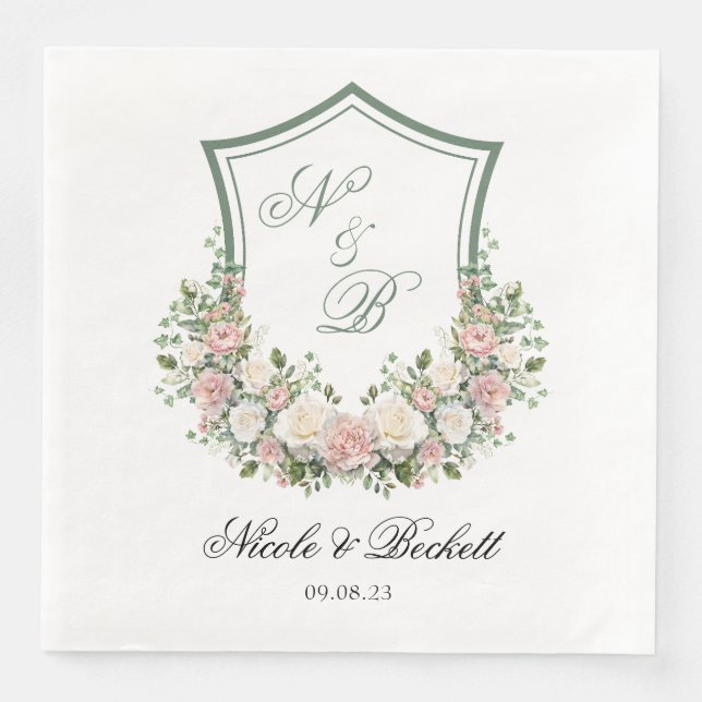 Serviette En Papier Crête florale rose (Devant)
