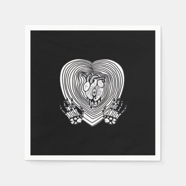 Serviette En Papier Crier Coeur classique - Squelette Mains Coeur (Devant)
