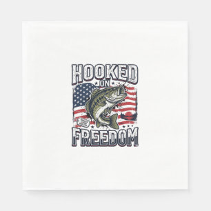 Serviette En Papier Crochet de pêche patriotique accroché à la liberté