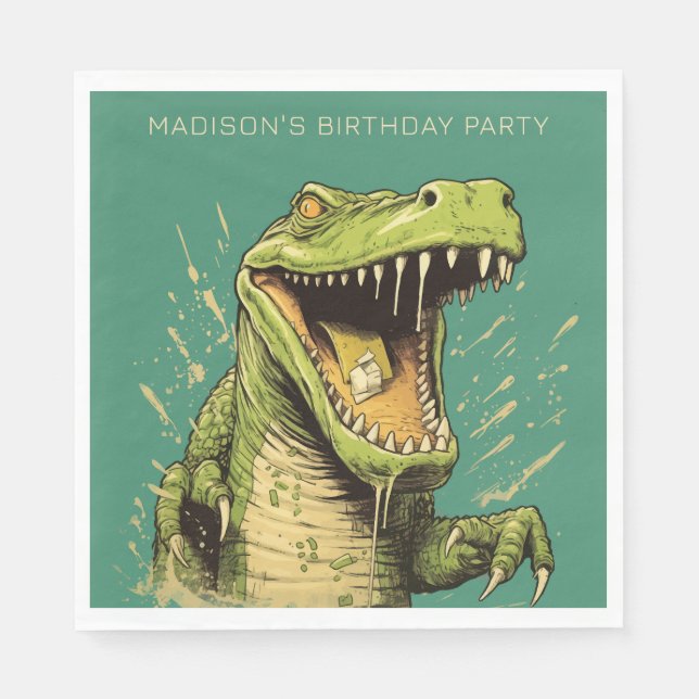 Serviette En Papier Crocodile de texte personnalisé (Devant)