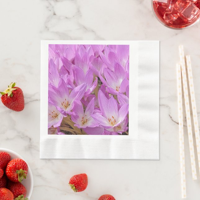 Serviette En Papier Crocus d'automne rose fleurit Floral (En situation)