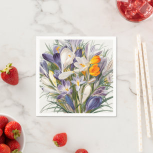 Serviette En Papier Crocus Spring Flower Floral Art