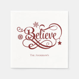 Serviette En Papier Croire Red Snowflakes Étoiles Noël