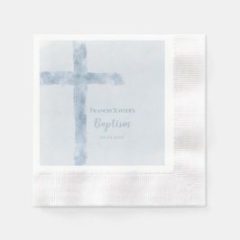 Serviette En Papier croix bleu aquarelle Baptême
