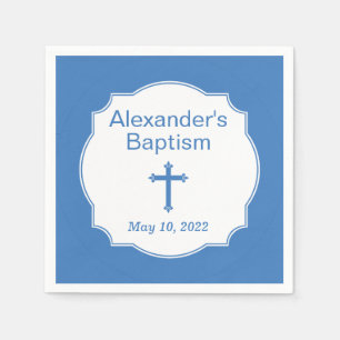 Serviette En Papier Croix Bleue Bébé Baptême Baptême Christening