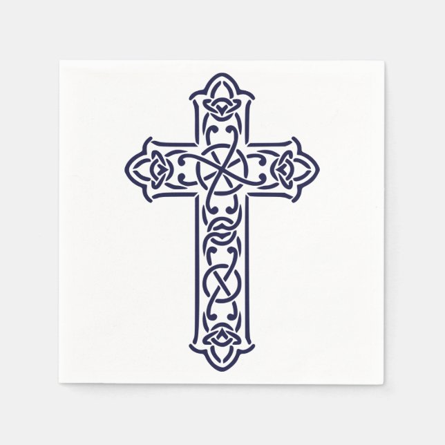 Serviette En Papier Croix celtique bleue (Devant)