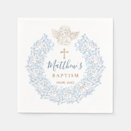 Serviette En Papier Croix d'Ange Floral Bleu Bébé