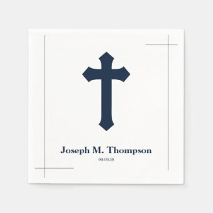 Serviette En Papier Croix de marine simple moderne Première communion 