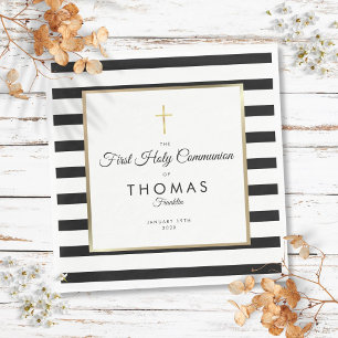 Serviette En Papier Croix d'or première sainte communion
