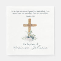 Croix en bois Verset de la Bible de baptême blanc 