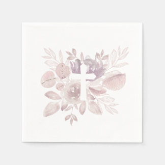 Serviette En Papier Croix florale aquarelle mauve pourpre 