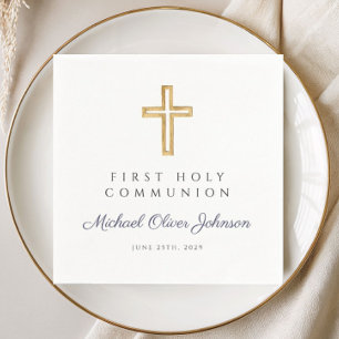 Serviette En Papier Croix Religieuse Garçon Première Communion