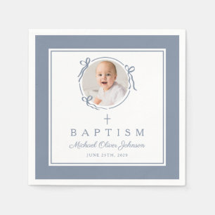 Serviette En Papier Croix religieuse moderne bleu poussiéreux garçon b