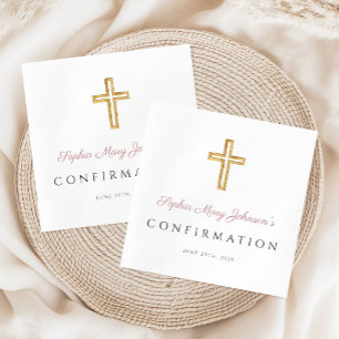 Serviette En Papier Croix Religieuse Moderne Fille Confirmation 