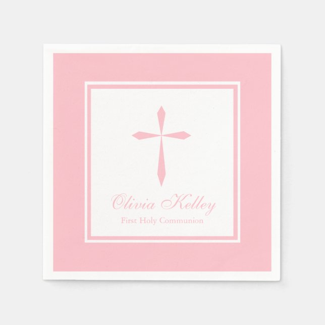 Serviette En Papier Croix religieuse moderne, rose (Devant)