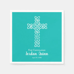 Serviette En Papier Croix Robin's Oeuf Blue Communion Baptême Christen