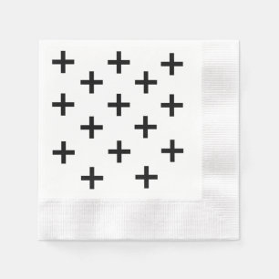 Serviette En Papier Croix suisse moderne blanche et noire