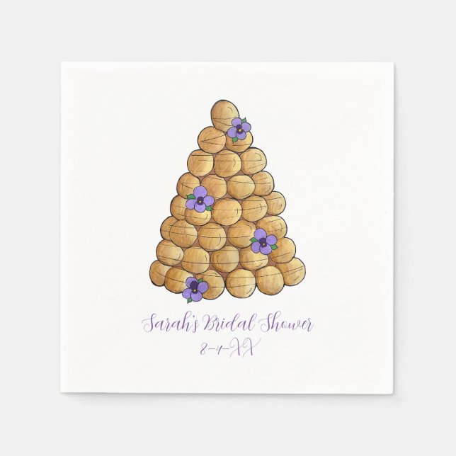 Serviette En Papier Croquembouche Choux Bun Cream Puffs Mariage Gâteau (Devant)