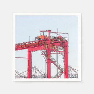 Serviette En Papier Croquis de la grue portuaire industrielle