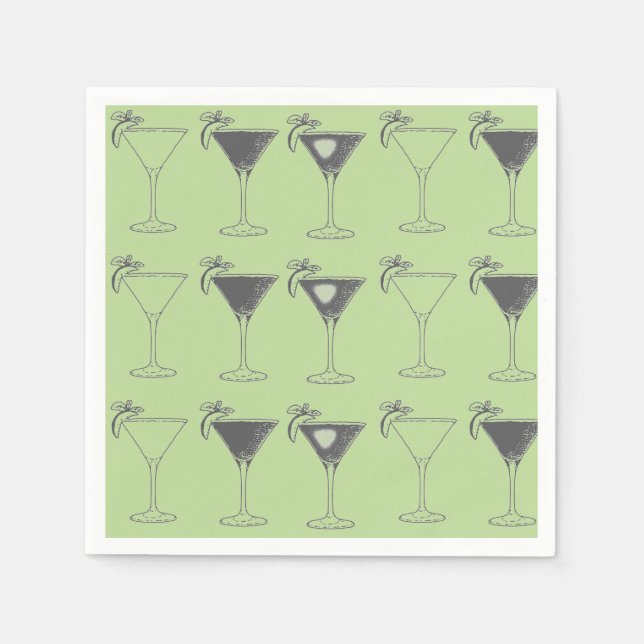 Serviette En Papier Croquis de lunettes Martini (Devant)