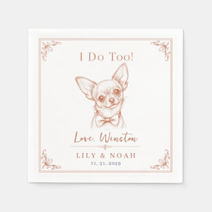 Serviette En Papier Croquis de mariage minimaliste Chihuahua avec nœud