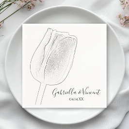 Serviette En Papier Croquis de Tulip Mariage de printemps