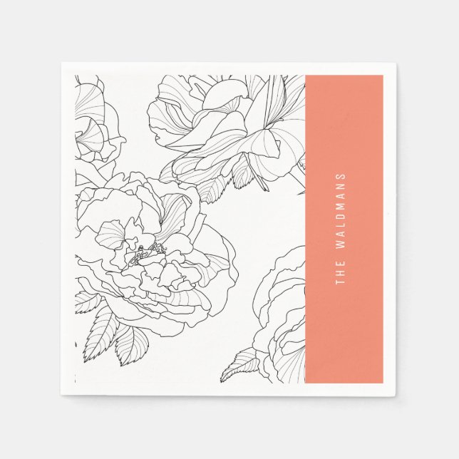 Serviette En Papier Croquis floral Napkin (Devant)