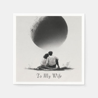 Serviette En Papier Croquis romantique d'un couple avec texte personna
