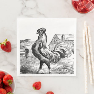 Serviette En Papier Cru mignon de partie de coq de pays de ferme